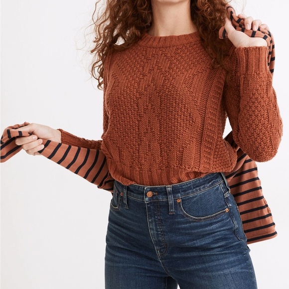 Madewell Ridgecrest Cable Pullover Wool-Blend Sweater. Pre-Owned. - Picture 3 of 11